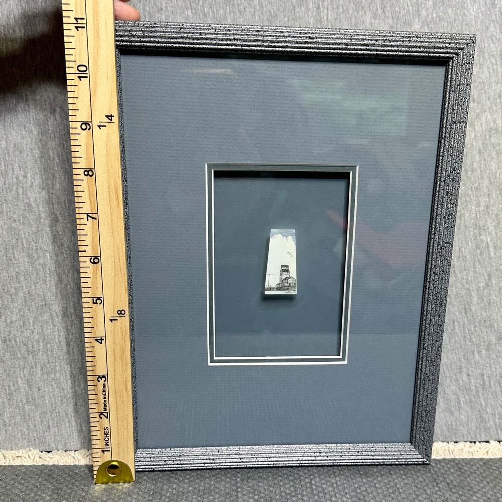 VTG 1995 David Goldsmith Scrimshaw Art Grain Elevator Sign Framed Mini Piano Key - Picture 3 of 9